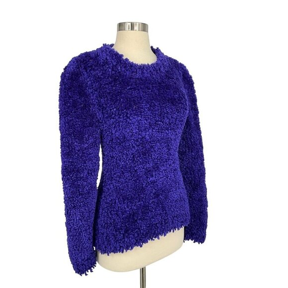 Stella McCartney Furry Textured Knit Crop Jumper EUR Size 46 XL Purple Sweater - Picture 5 of 13